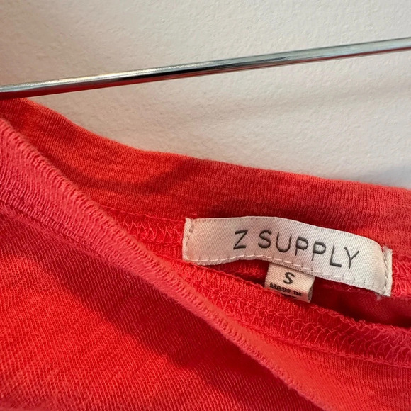 Z Supply One Shoulder Top in Orange Small Puff Sleeve Slub Cotton Soft Easter - Picture 11 of 12